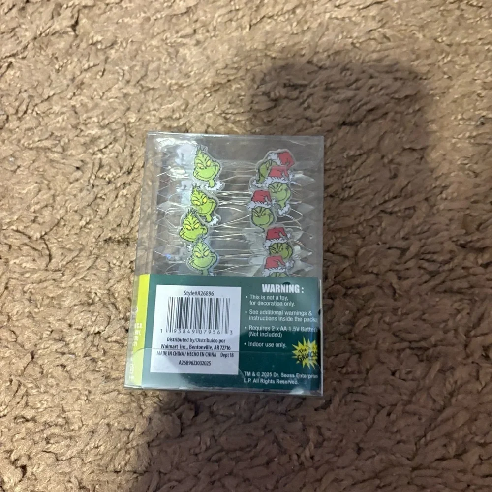 Grinch Mini String Lights - NEW Christmas Santa Hat Battery